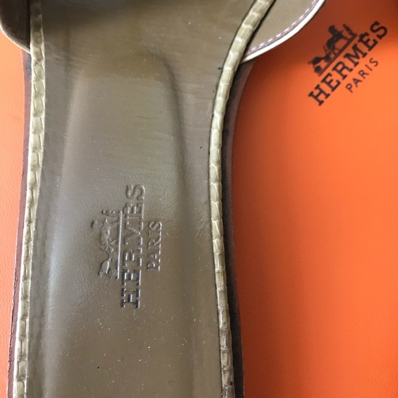 HERMÈS Oran Exotic Lizard skin sandals Sz 35.5 - Picture 8 of 10
